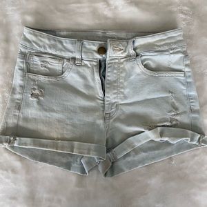 American Eagle Light Wash High-Rise Denim Shorts